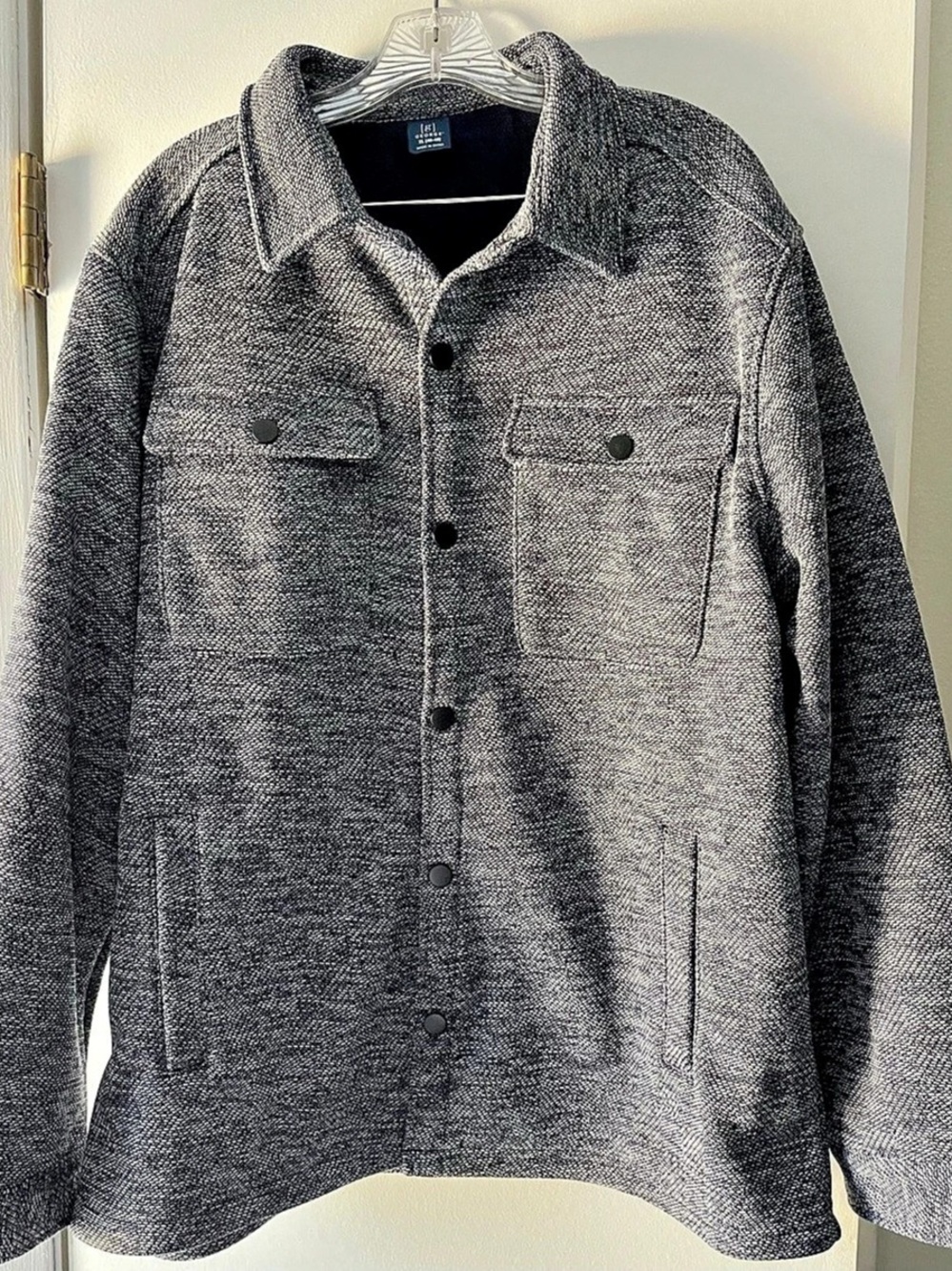 NWT GEORGE MEN’ GRAYISH KNIT & FLEECE LINED THICK SHIRT JACKET SIZE XL